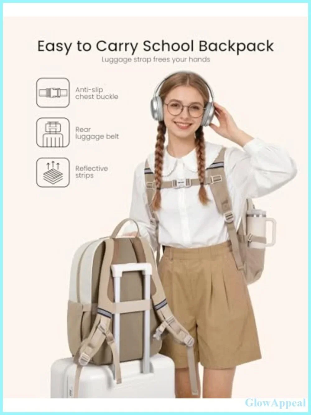 Laptop Backpack with Reflective Strips, 14 Pockets, 15.6